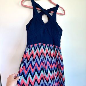 navy chevron maxi dress
